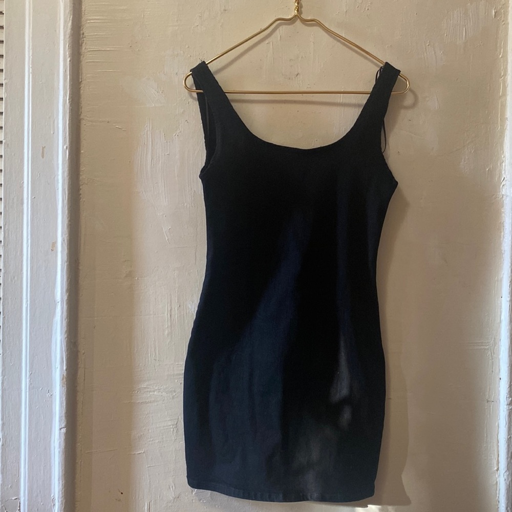 mini denim black dress with low back
